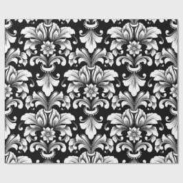 Elegant Damask black and white wrapping paper roll Geschenkpapier