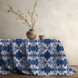 Elegant Damask Blue toile de jouy monogram Tischdecke
