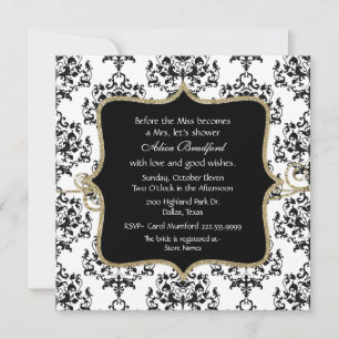 Elegant Damask Bridal Dusche Einladung