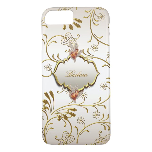 Elegant Damask Caramel Cream Beige Gold Amber Case-Mate iPhone Hülle (Rückseite)