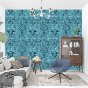Elegant Damask Dark Türkis Baroque Tapete