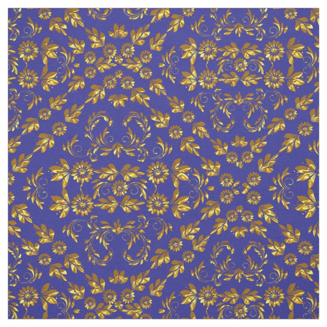 Elegant Damask Fabric Navy Blue Stoff (Muster)