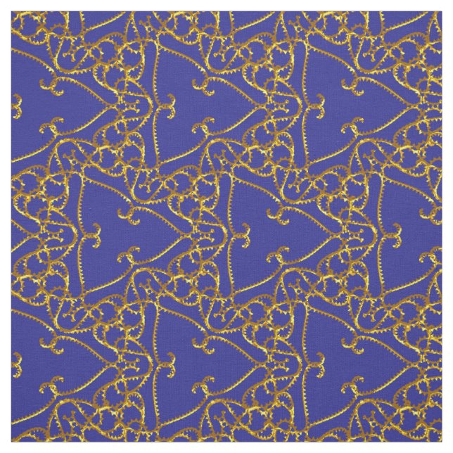 Elegant Damask Fabric Navy Blue Stoff (Muster)