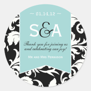 Elegant Damask Favor Stickers