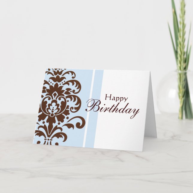 Elegant Damask for Happy Birthday - Individuell Karte (Vorderseite)