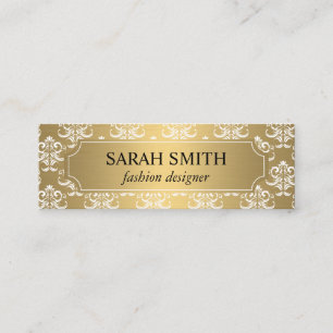 Elegant Damask / Gold Metallic Mini Visitenkarte