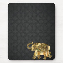 Elegant Damask Gold Paisley Elephant