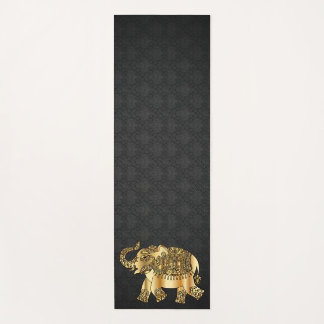 Elegant Damask Gold Paisley Elephant Yogamatte (Vorderseite)