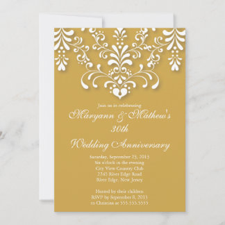 Elegant Damask Gold Wedding Anniversary Einladung