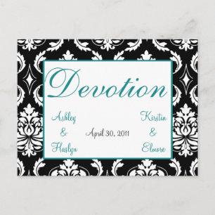 Elegant Damask Hochzeittisch-Namen-Karten Postkarte
