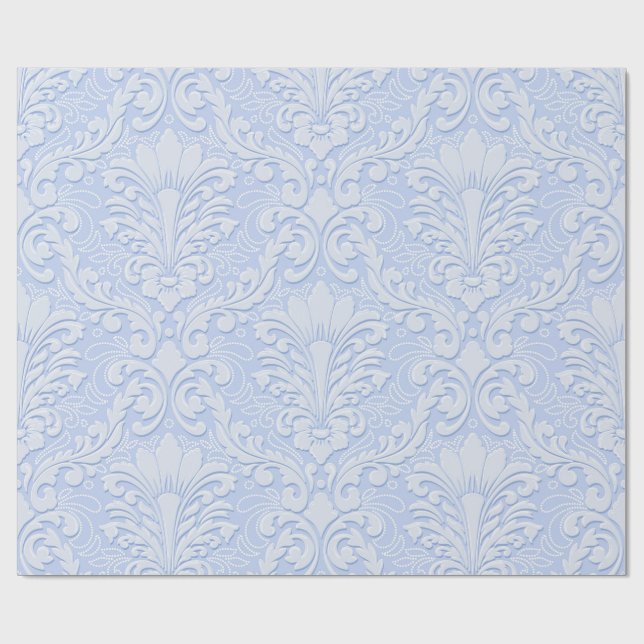 Elegant Damask light blue Geschenkpapier (Flach)