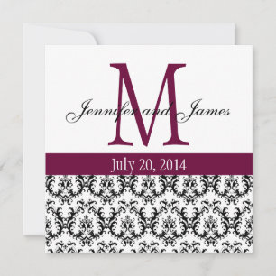 Elegant Damask Monogram Wedding Invitation Wine Einladung