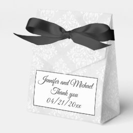 Elegant Damask Personalize Names Bow Krawatte Wedd Geschenkschachtel