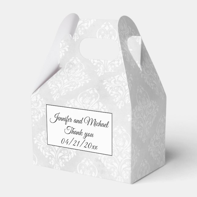 Elegant Damask personalize Names Wedding Geschenkschachtel (Vorderseite)