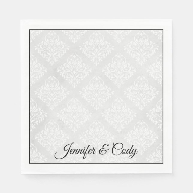 Elegant Damask personalize Names Wedding Serviette (Vorderseite)