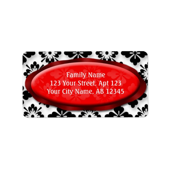 Elegant Damask Red Address Labels Adressaufkleber (Vorne)