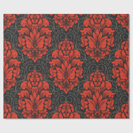 Elegant Damask Red and black wrapping paper roll Geschenkpapier