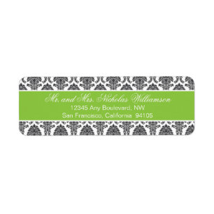 Elegant Damask Return Address Label (grüner Apfel)