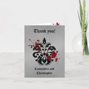 Elegant Damask Schwarz und Grau vielen Dank Dankeskarte