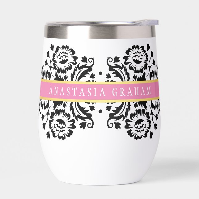 ELEGANT DAMASK Vintages Muster, schwarz rosa (Links)
