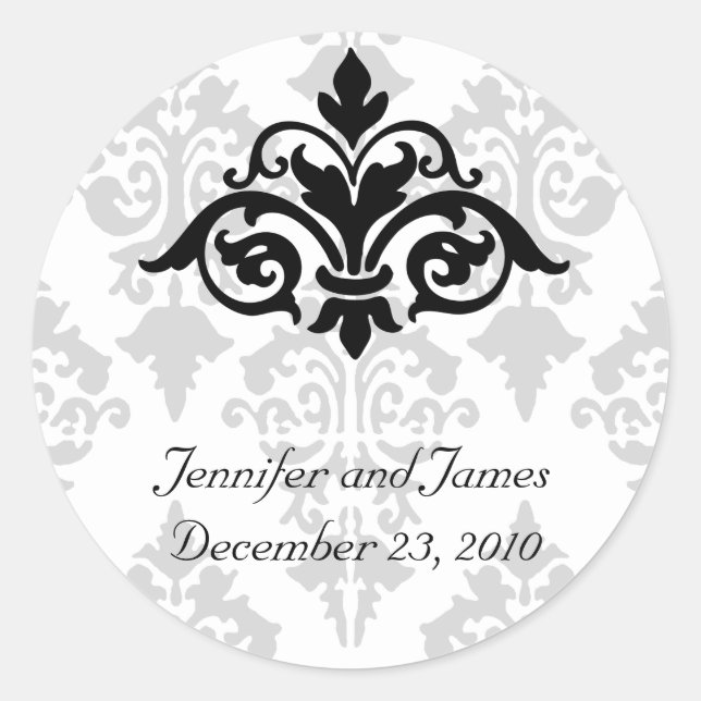 Elegant Damask Wedding Sticker (Vorderseite)