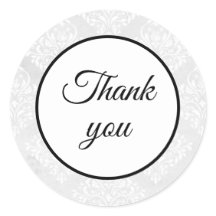 Elegant Damask White Wedding Danke einfach