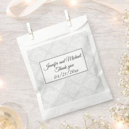 Elegant Damask White Wedding Vielen Dank Geschenktütchen