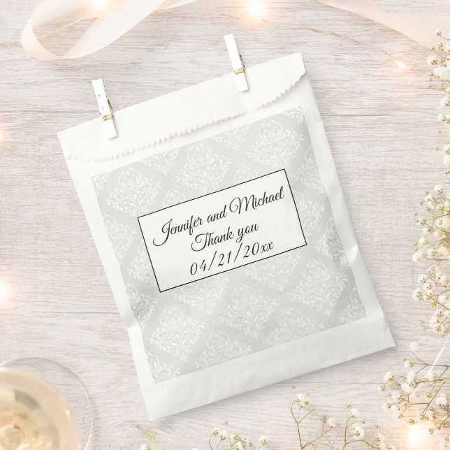 Elegant Damask White Wedding Vielen Dank Geschenktütchen (Ausgeschnitten)