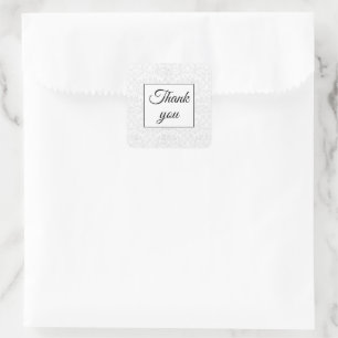 Elegant Damask White Wedding Vielen Dank Quadratischer Aufkleber