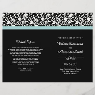 Elegant Damask Zeremonie Hochzeitsprogramme