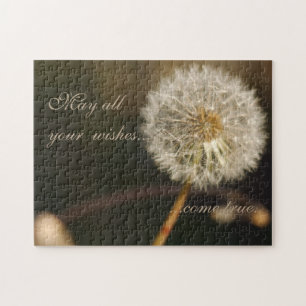 Elegant Dandelion Flower & Wish Quote Puzzle