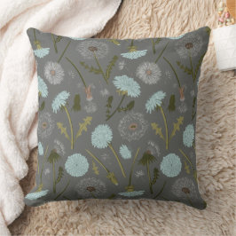 Elegant Dandelion Gray Blue Flowers Kissen