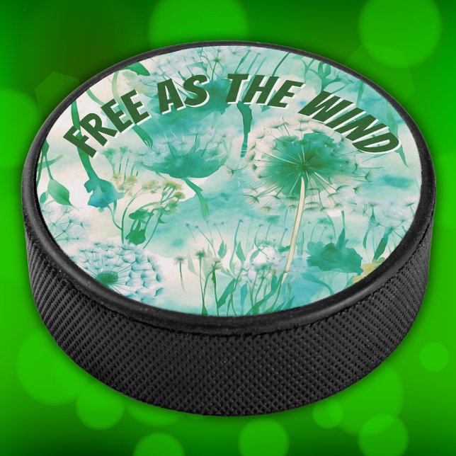 Elegant Dandelion Monogram grün und weiß | Eishockey Puck (Von Creator hochgeladen)
