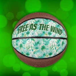 Elegant Dandelion Monogram grün und weiß | Mini Basketball