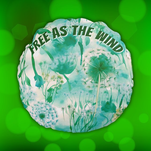 Elegant Dandelion Monogram grün und weiß | Rundes Kissen (Von Creator hochgeladen)