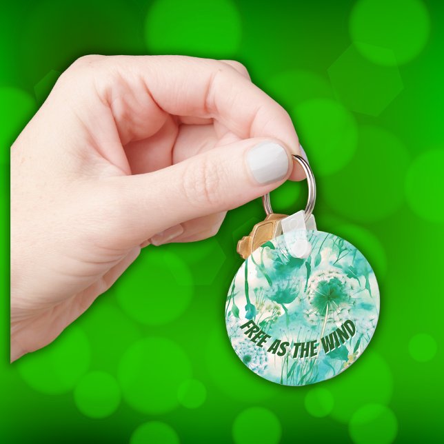 Elegant Dandelion Monogram grün und weiß | Schlüsselanhänger (Von Creator hochgeladen)