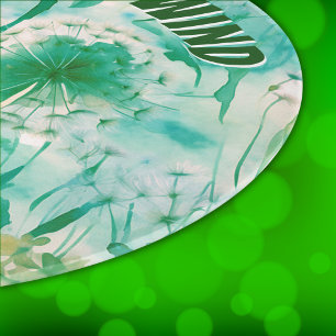 Elegant Dandelion Monogram grün und weiß   Schneidebrett
