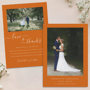 Elegant Dank 2 Foto Burnt Orange Wedding Dankeskarte