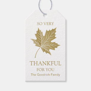 Elegant dankbar für Ihre Gold Maple Leaf Geschenke Geschenkanhänger
