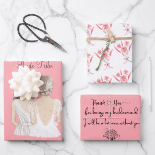 Elegant danke, dass du meine Bridesmaid warst Geschenkpapier Set