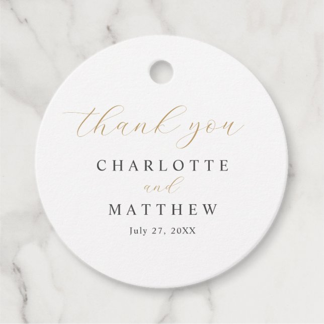 Elegant Danke, Gold Wedding Geschenkanhänger (Vorderseite)