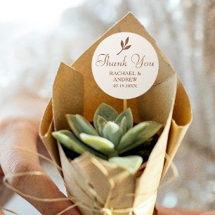 Elegant Danke Hochzeit Laurel Burnt Orange Runder Aufkleber