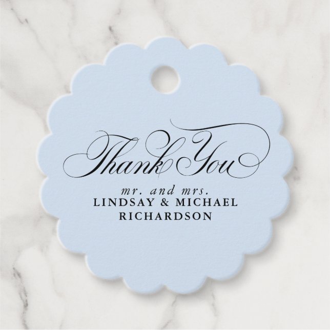 Elegant danke Ihnen Dusty Blue Wedding Geschenkanhänger (Vorderseite)