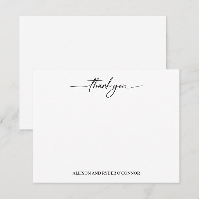 Elegant danke Ihnen Modernes Script Couple Mitteilungskarte (Vorne/Hinten)