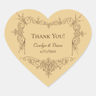 Elegant danke Ihnen Paare Custom Texte CC0984 Herz-Aufkleber