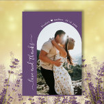 Elegant Danke Script Mauve 2 Foto Arch Wedding<br><div class="desc">Elegante, Minimalistische Hand Letter Arch 2 Foto Hochzeit Dankeschön Karte in Mauve Lila Farbe. Stilvolle Hochzeit dank Kartenvorlage mit einem (bogenförmigen) Foto auf der Vorderseite und einem Foto auf der Rückseite. Mit dem Text "Liebe und Dank" in einer Wirblen Hand Letterkalligraphie oder Typografie Skript-Schriftart in weiß auf violett oder staubigen...</div>