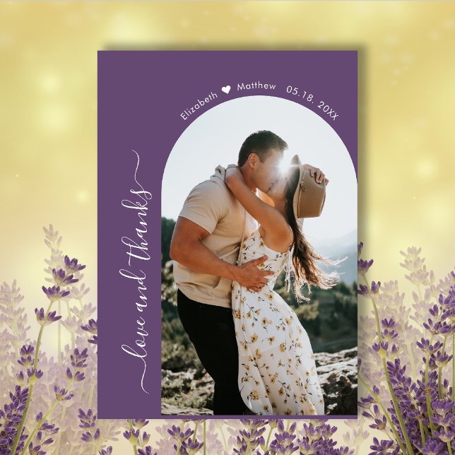 Elegant Danke Script Mauve 2 Foto Arch Wedding (Von Creator hochgeladen)