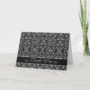 Elegant Dankeschön Karte in Schwarz, Filigree