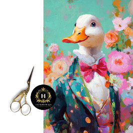 Elegant Dapper Duck Whimsical Decoupage Seidenpapier