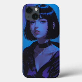Elegant Dark Aesthetic Anime Case - Blue Glow Art